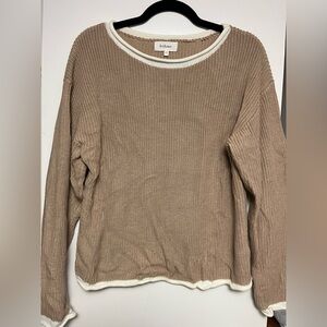 Bohme Tan and Cream Crew Neck Sweater